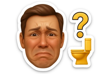 emoji stile iphone che riguarda l'argomento "stipsi/andrò al bagno oggi?", iperrealistico 4k sticker