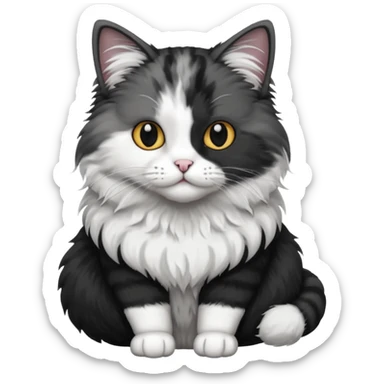 cat black and white sticker