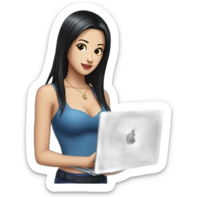 nico robin  with a macbook sticker