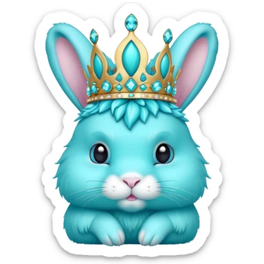 Turquoise blue rabbit with jewelled crown sticker