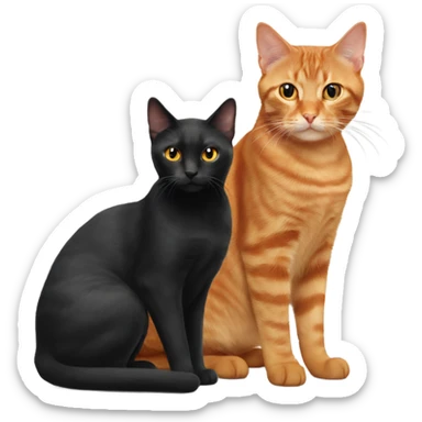 Black cat and orange tabby cat sticker