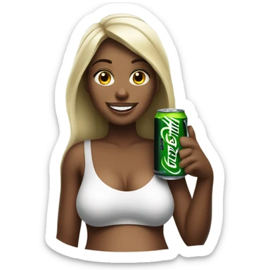 Realistic Beautiful pregnant woman drinking monster energy sticker