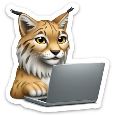 A lynx with a laptop sticker