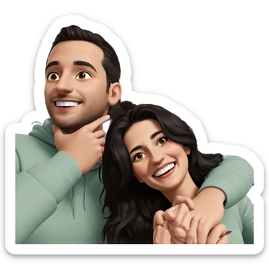 smiling couple in a meme sticker