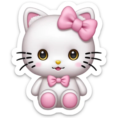 Cute kawaii chibi animesque Hello Kitty (full body) with big adorable eyes sticker