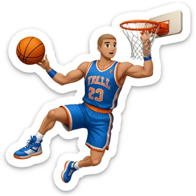 Cell from dragonball dunking a basketball wearing a custom jersey sticker