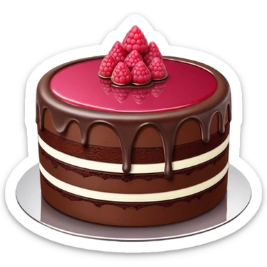 Triple layer chocolate mirror cake with raspberry coulis  sticker