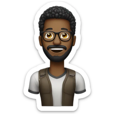 A black hipster on a microphone speaking sticker
