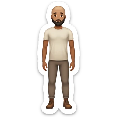 full body man with a shaved head en a beard sticker