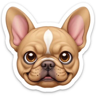 tan french bulldog head with bat ears and wrinkled face sticker