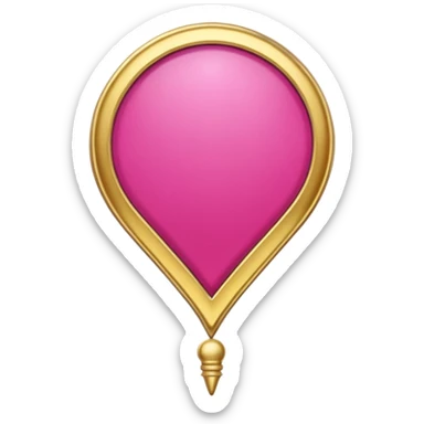 A dark pink location pin with golden details and accents.  sticker