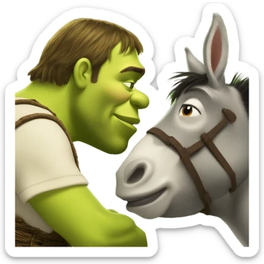 Shrek kissing a donkey sticker