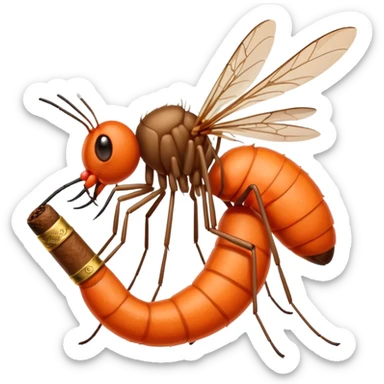 mosquito naranja fumando cigarro  sticker