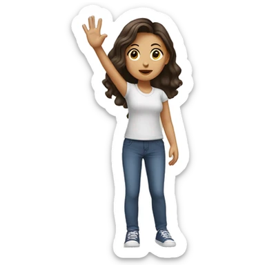 Brunette girl raising her hand￼ sticker