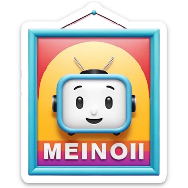 A 3D cartoon movie advertisement poster hanging on a wall, colorful cinematic design, visible border, flat lighting, Memoji-style. sticker