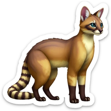 dark fruity white glorious iridescent divine exotic cool beautiful beautiful fantasy-caracal-civet-genet-sergal-vernid-Cacomistle-Trico-oncilla-animal-Fakémon-hybrid-fursona (full body) sticker