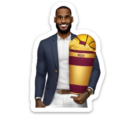 LeBron James ki rigole avec messi sticker