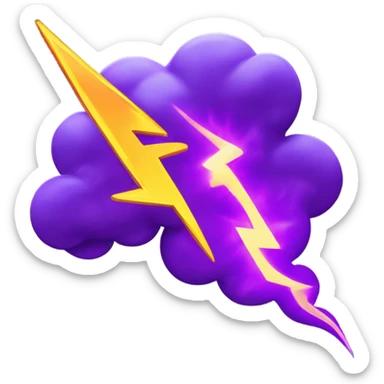A CLOUD WITH PURPLE LIGHTNING BOLT WITH FIRE  sticker