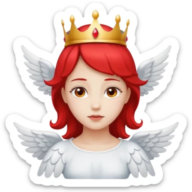 an angel with a red crown on her head, 4 wings sticker