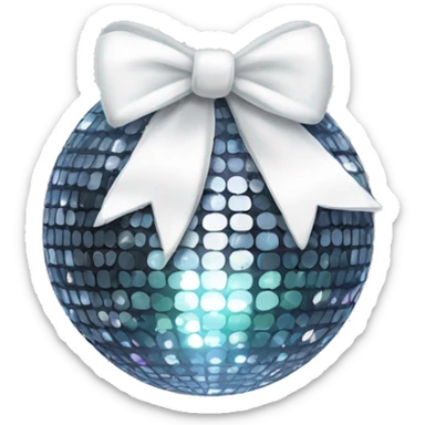 disco ball with white glittery bow on top sticker