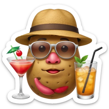 potato with sunglasses and coctail and hat sticker