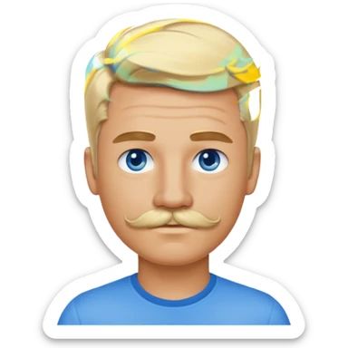 normal emoji 👨🏼 guy with blond hair, mustache, and blue eyes. No shoulders or neck. Just head. Hair a little mussed and stylish sticker