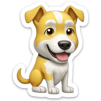 yellow and white dog with muscles and thumbs up showing the whole body sticker