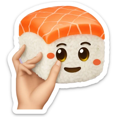 The sushi snack shows a fact with its hand. sticker
