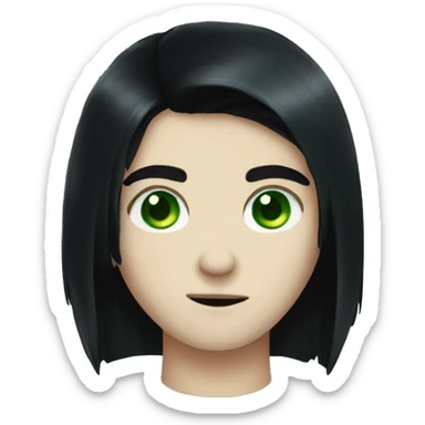 Pale vampire boy shoulder length black hair green eyes sticker