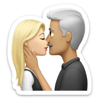 Grey hair man kissing blonde hair lady sticker