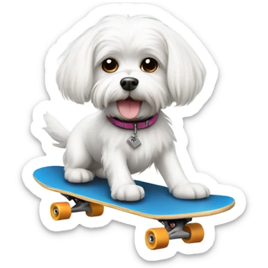 Maltese dog riding on skateboard  sticker