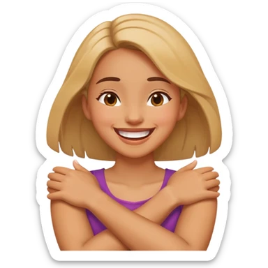 arms crossed hands around neck girl laughing sticker