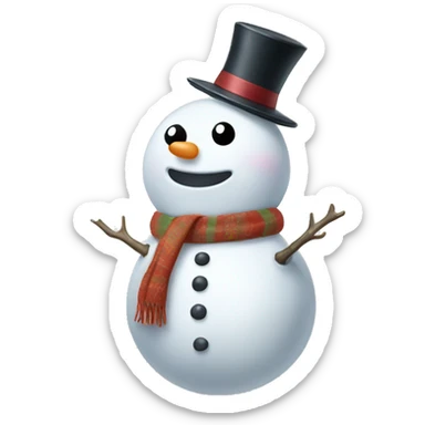 Cute white snowman sticker