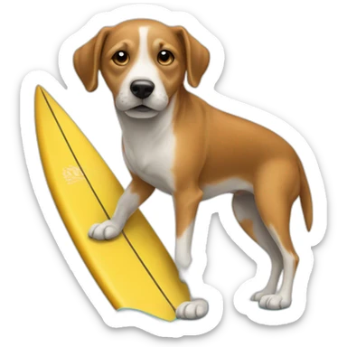 Chien sur planche de surf sticker