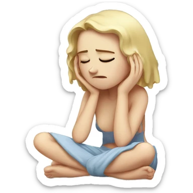 sad white girl crying and Sunbathing sticker