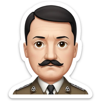 Je veux un emoji représentant adolf Hitler portant une moustache noir et carré rajoute son symbole  sticker