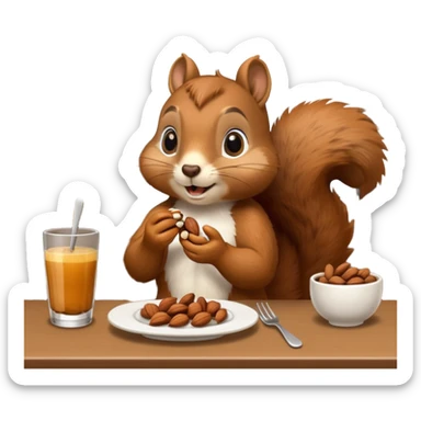 squirrel at a restaurant table sticker