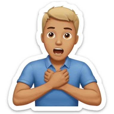 Man holding his neck with arms crossed while yelling sticker