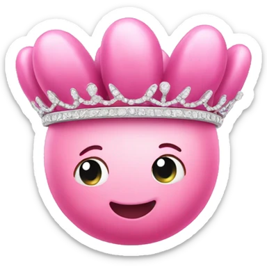 A pink bean (the food) wearing a tiara sticker