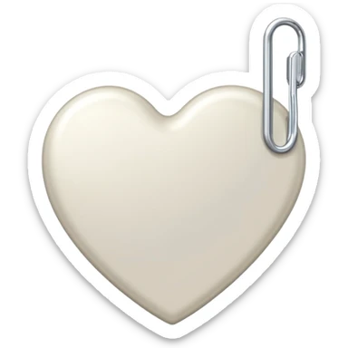 milky colored heart and a paper clip next to it sticker