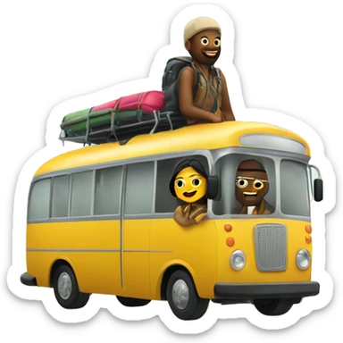 outdoor adventure with stylish duo with bus sticker