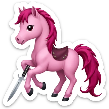 pony with evil smile holding sharp knife sticker
