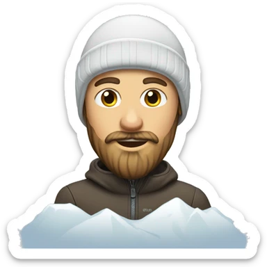 Ski bum with beard of ice and snow  sticker