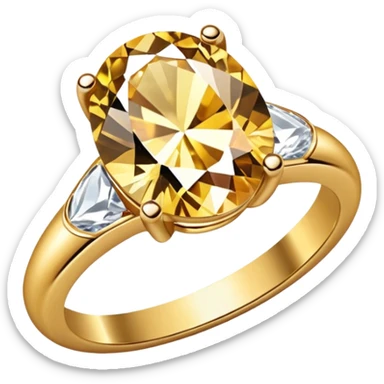 a luxurious gold diamond ring, plain band and large oval diamond stone sticker