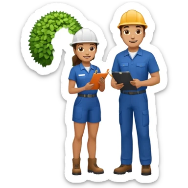 Landscaping company employee talking to his client, full body sticker