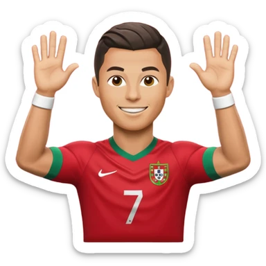 Cristiano Ronaldo apple style emoji, doing famous 'Sii' celebration sticker
