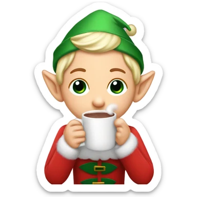 Elf on the shelf drinking hot cocoa sticker