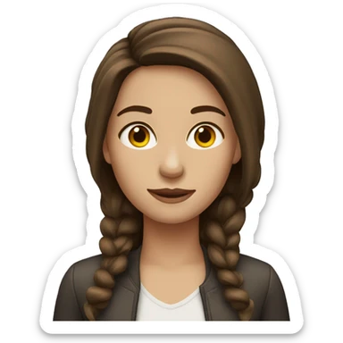 Woman with brown hair and middle part sticker