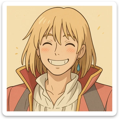Hauru smiling, Ghibli style emoji sticker