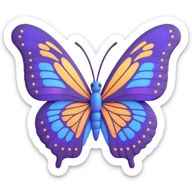 majestic butterfly with purple and blue wings, elegant and vibrant, detailed pattern sticker